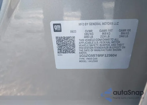 2024 Chevrolet Malibu Fwd Rs z USA, uszkodzony, nr VIN 1G1ZG5ST6RF123604